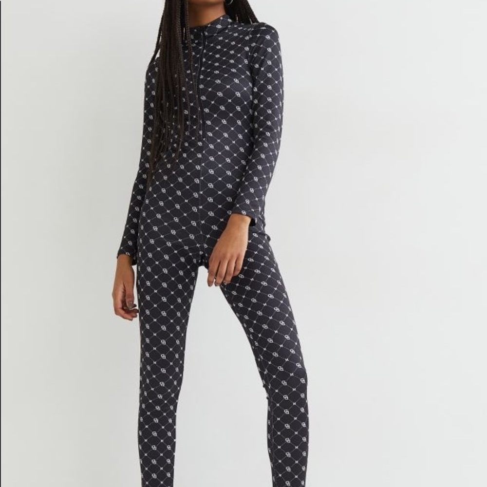 Black Monogram-print Unitard from H&M
